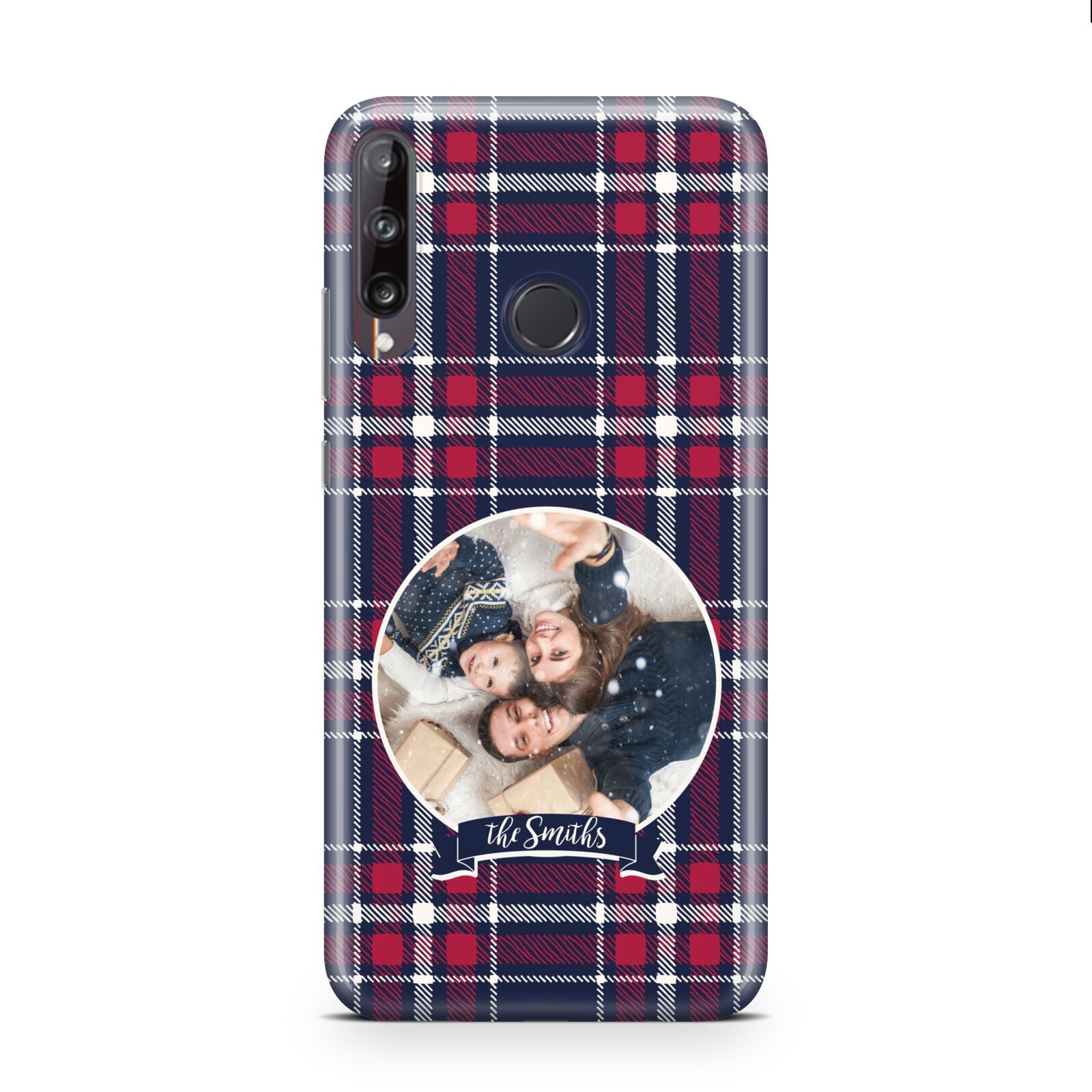 Tartan Christmas Photo Personalised Huawei P40 Lite E Phone Case