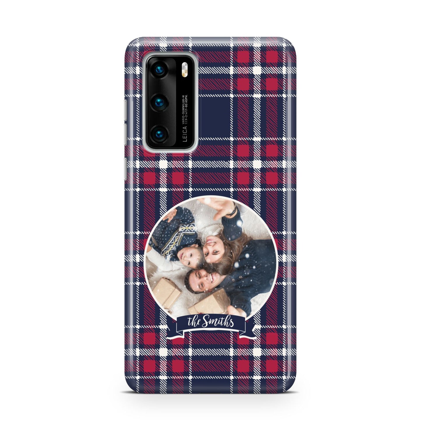 Tartan Christmas Photo Personalised Huawei P40 Phone Case