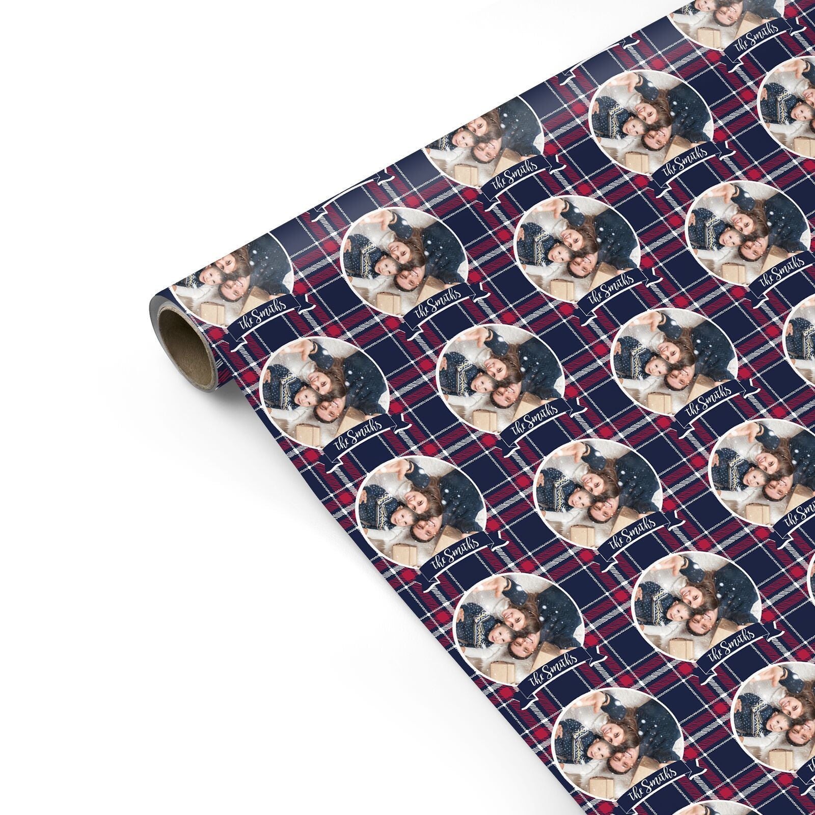 Tartan Christmas Photo Personalised Personalised Gift Wrap