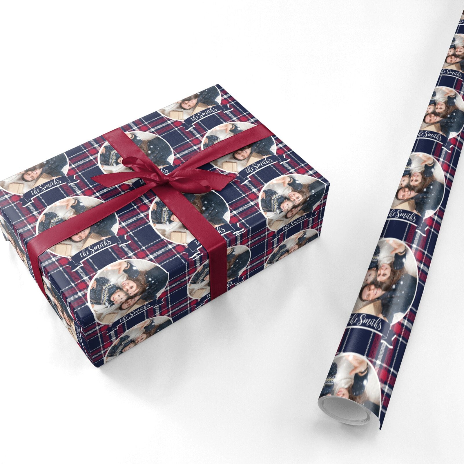 Tartan Christmas Photo Personalised Personalised Wrapping Paper