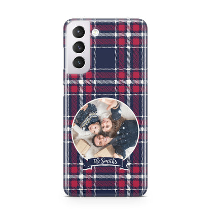 Tartan Christmas Photo Personalised Samsung S21 Case