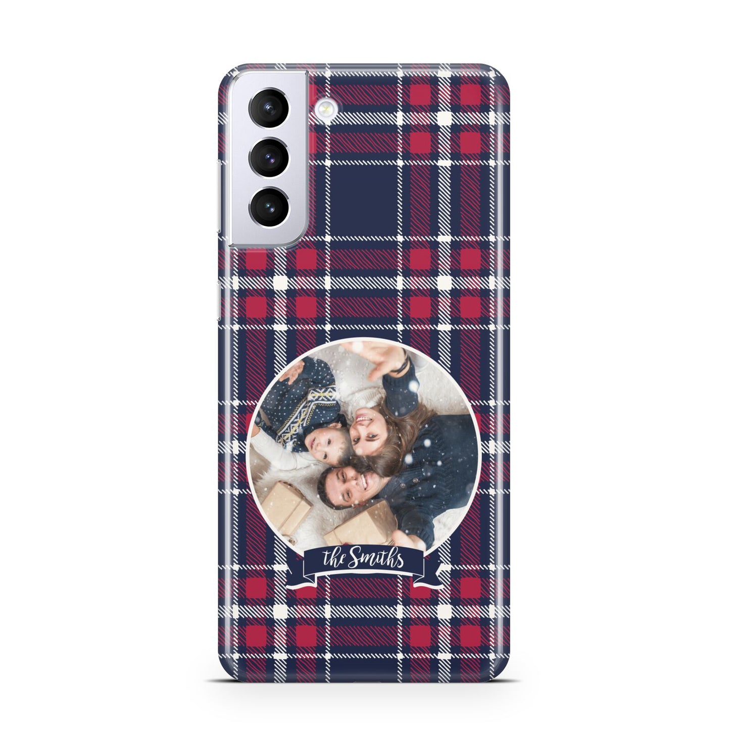 Tartan Christmas Photo Personalised Samsung S21 Plus Case