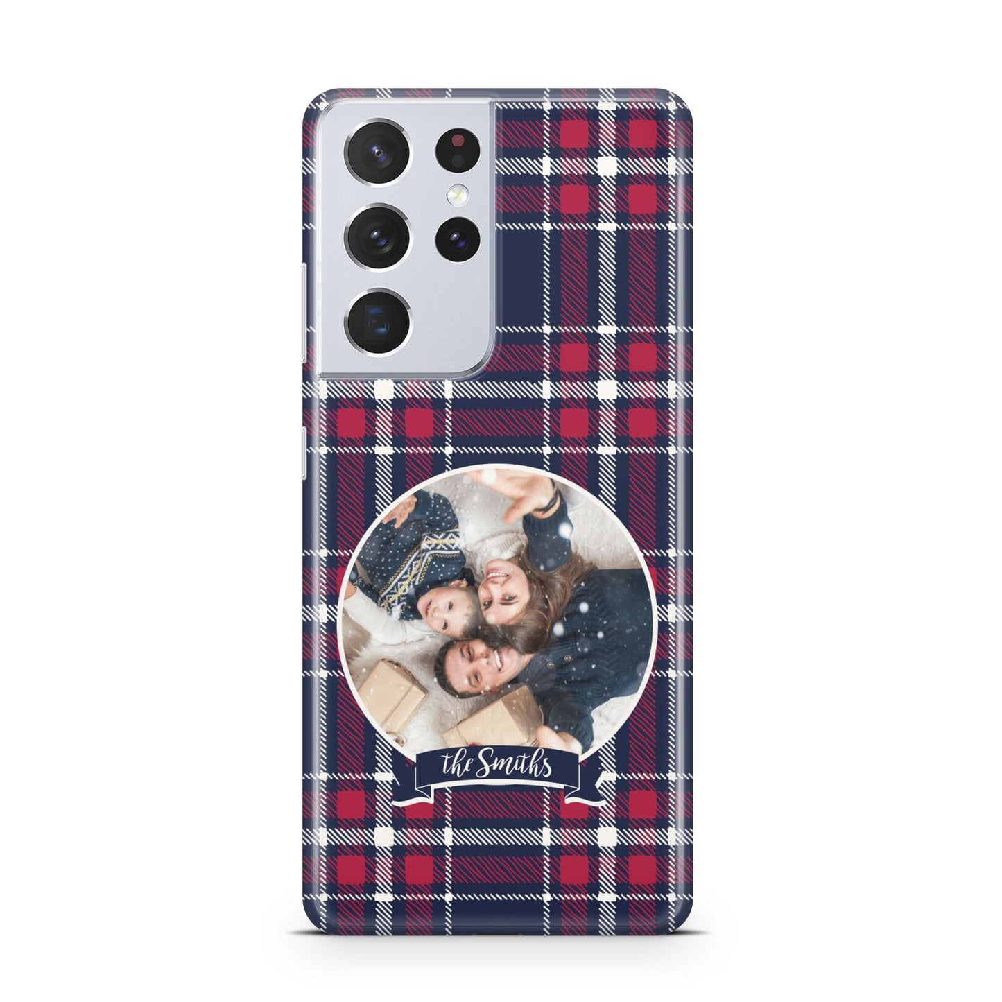 Tartan Christmas Photo Personalised Samsung S21 Ultra Case