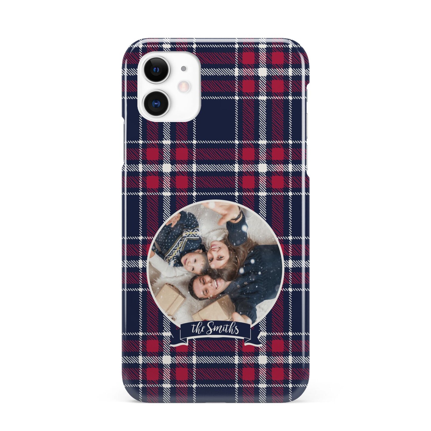 Tartan Christmas Photo Personalised iPhone 11 3D Snap Case