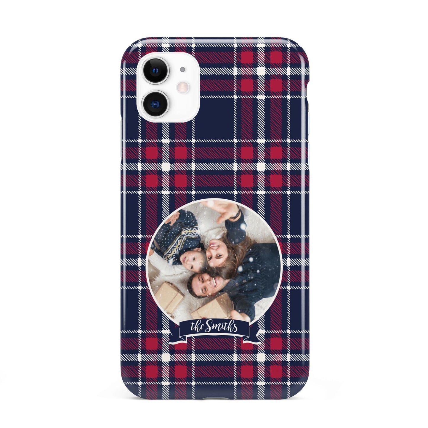 Tartan Christmas Photo Personalised iPhone 11 3D Tough Case