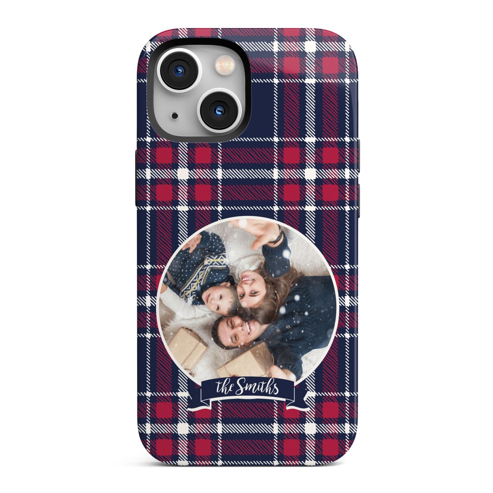 Tartan Christmas Photo Personalised iPhone 13 Mini Full Wrap 3D Tough Case