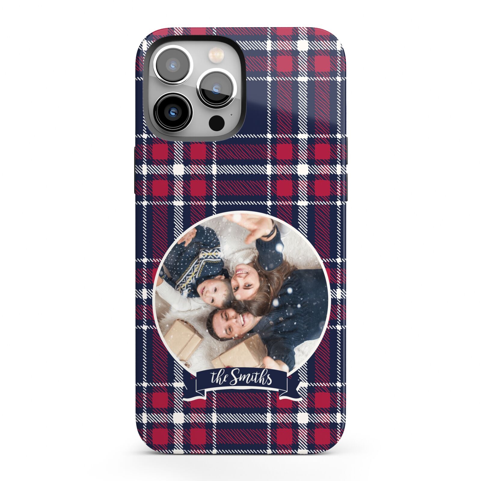 Tartan Christmas Photo Personalised iPhone 13 Pro Max Full Wrap 3D Tough Case