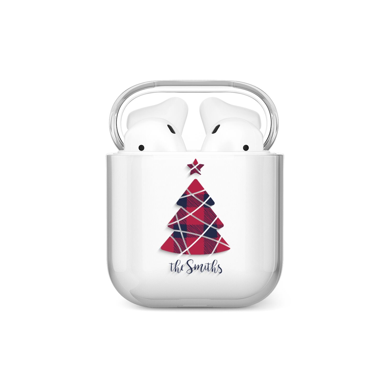 Tartan Christmas Tree Personalised AirPods Case