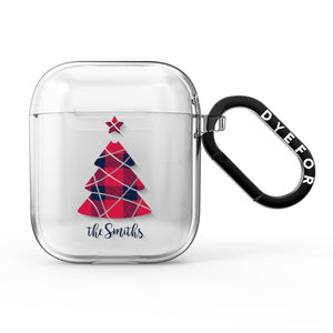 Tartan Christmas Tree Personalised AirPods Case