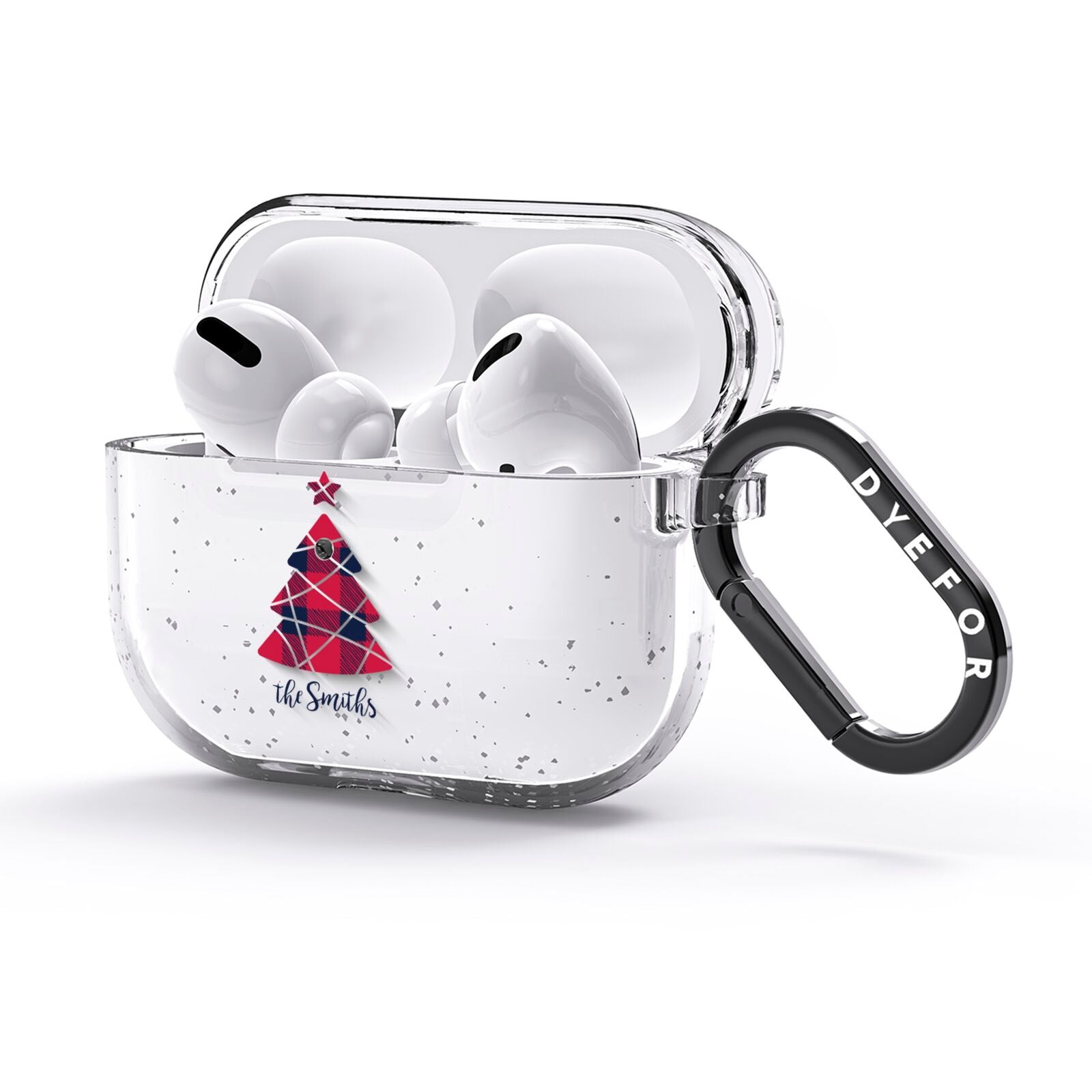 Tartan Christmas Tree Personalised AirPods Glitter Case 3rd Gen Side Image