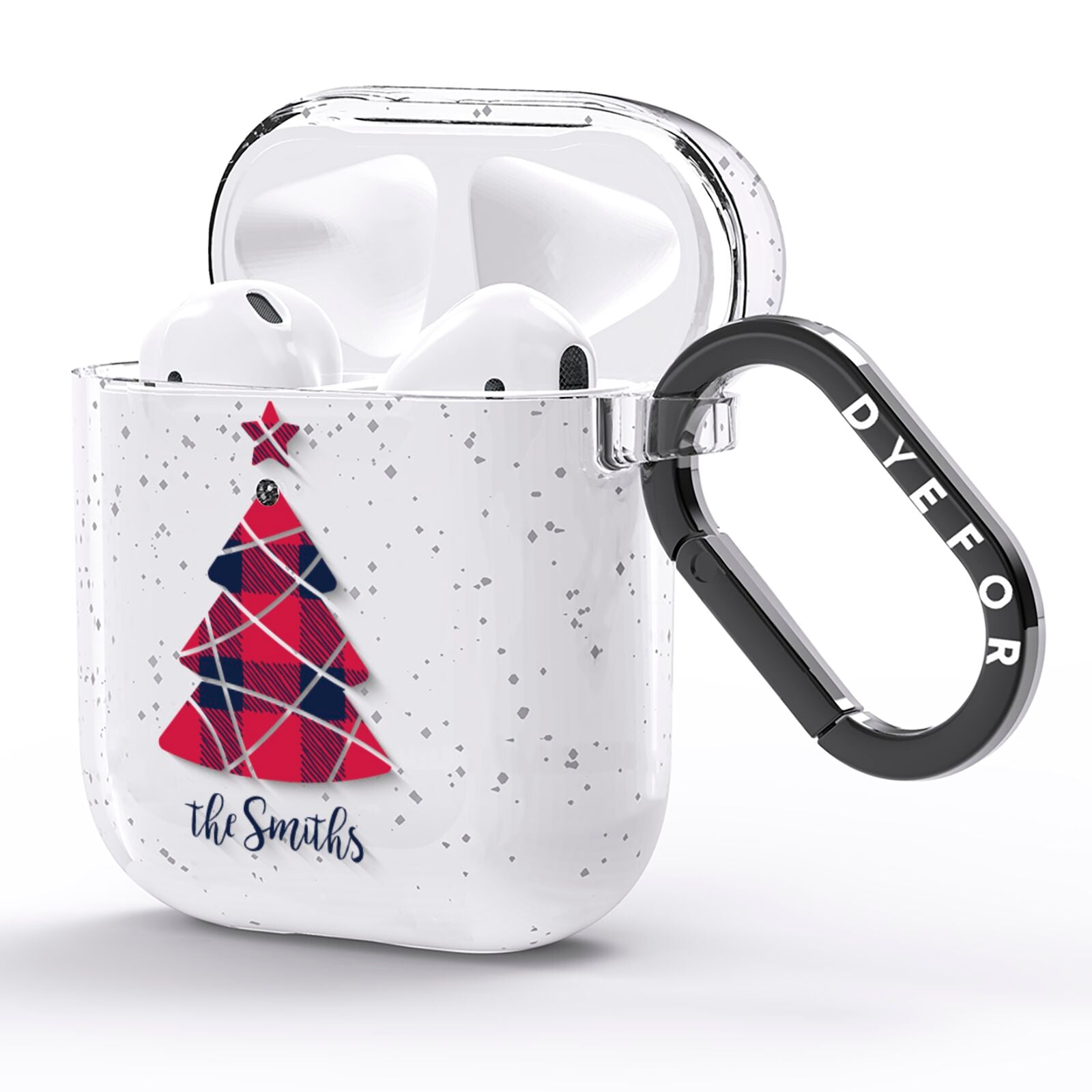 Tartan Christmas Tree Personalised AirPods Glitter Case Side Image