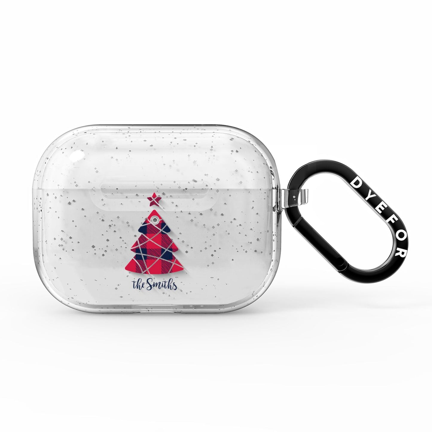 Tartan Christmas Tree Personalised AirPods Pro Glitter Case