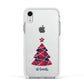 Tartan Christmas Tree Personalised Apple iPhone XR Impact Case White Edge on Silver Phone
