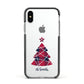 Tartan Christmas Tree Personalised Apple iPhone Xs Impact Case Black Edge on Silver Phone
