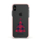 Tartan Christmas Tree Personalised Apple iPhone Xs Impact Case Pink Edge on Black Phone