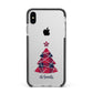 Tartan Christmas Tree Personalised Apple iPhone Xs Max Impact Case Black Edge on Silver Phone