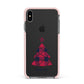 Tartan Christmas Tree Personalised Apple iPhone Xs Max Impact Case Pink Edge on Black Phone