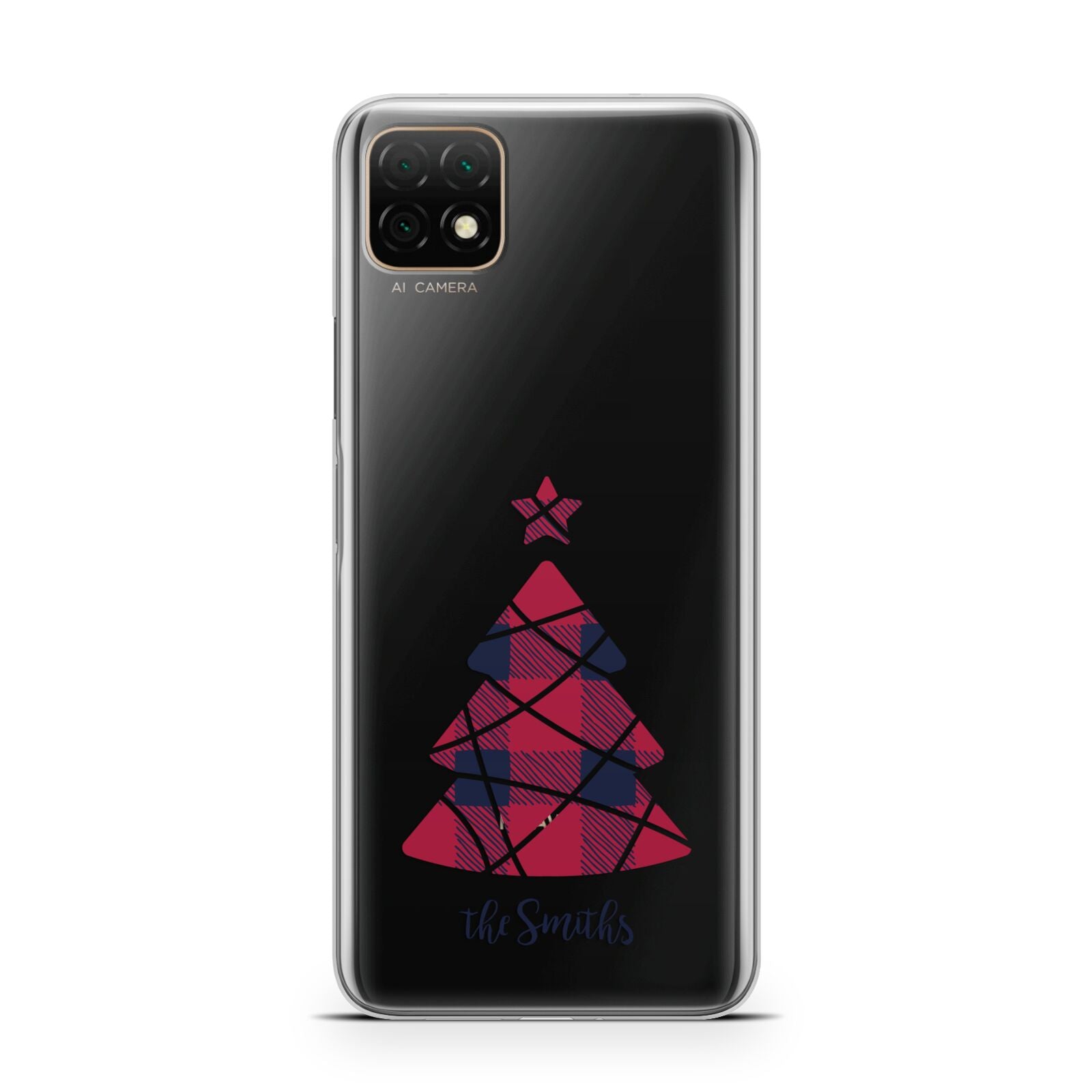 Tartan Christmas Tree Personalised Huawei Enjoy 20 Phone Case