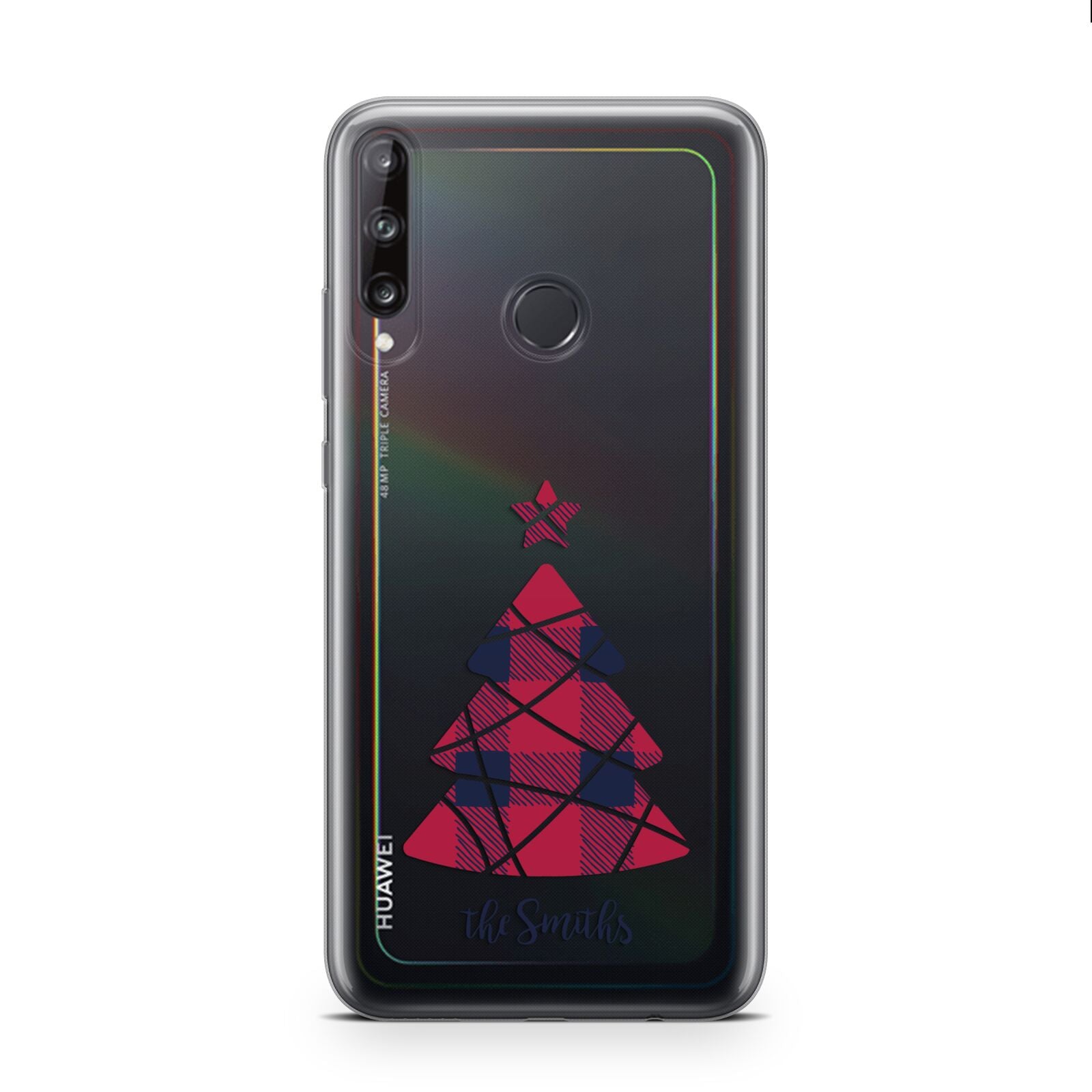 Tartan Christmas Tree Personalised Huawei P40 Lite E Phone Case