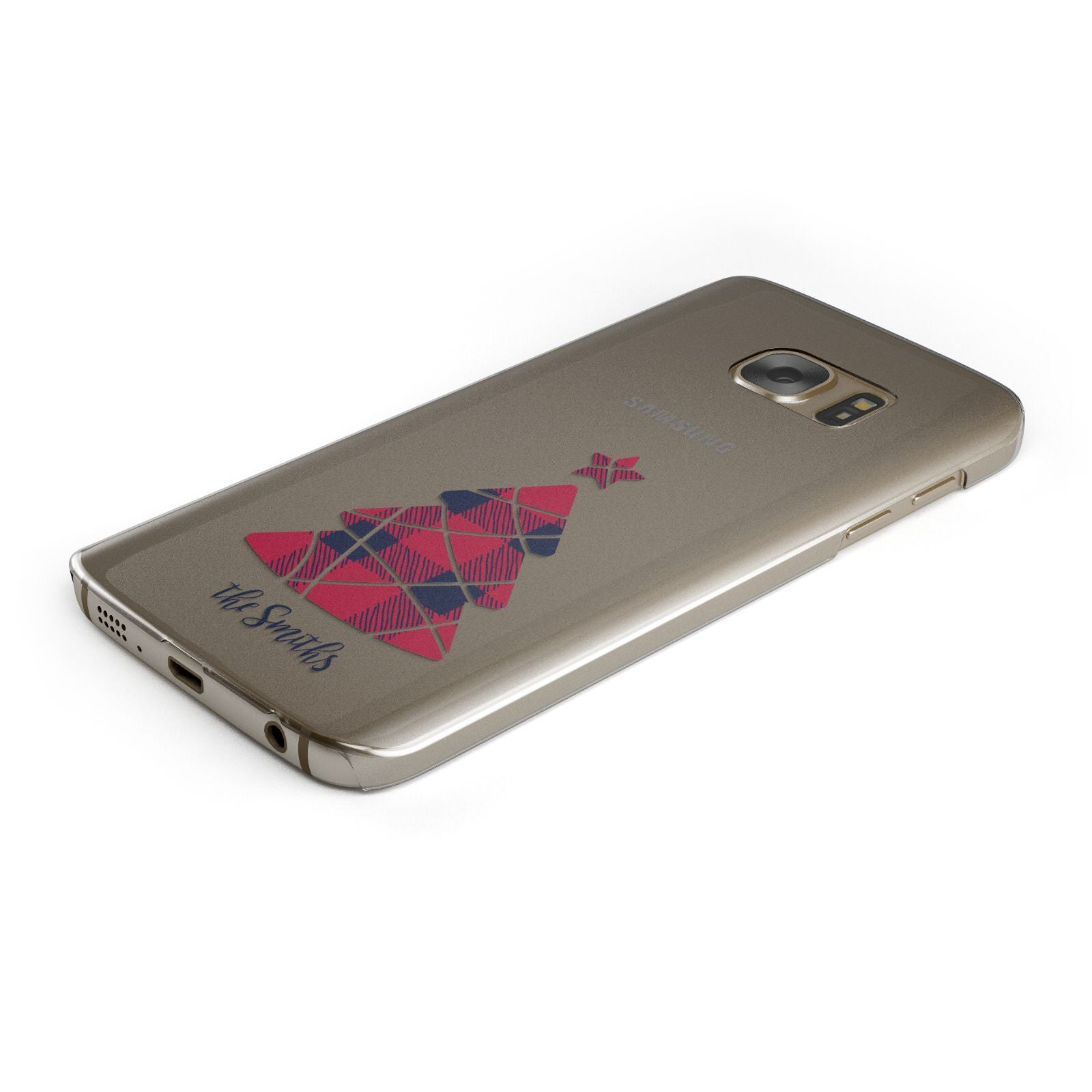 Tartan Christmas Tree Personalised Protective Samsung Galaxy Case Angled Image