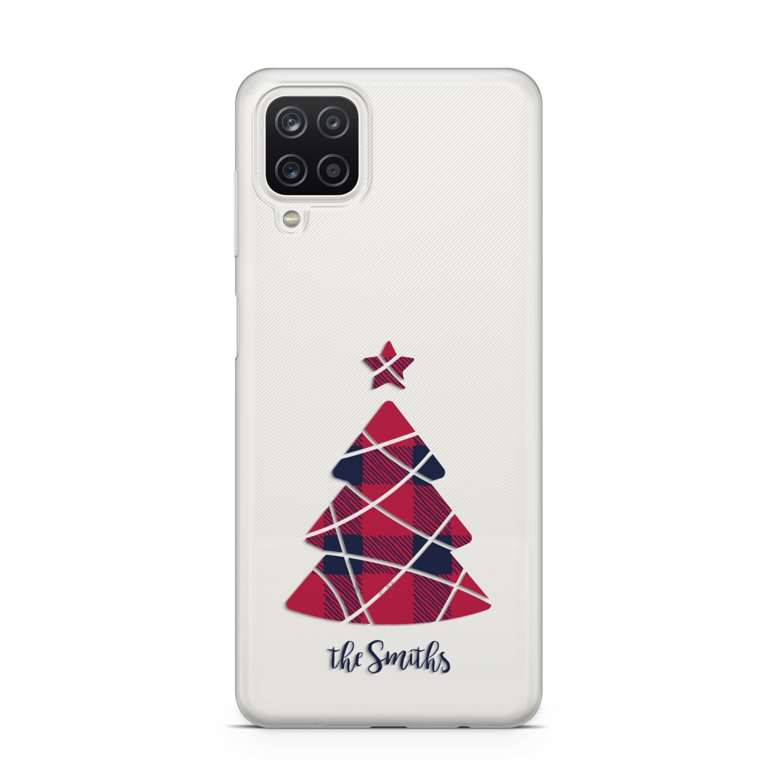 Tartan Christmas Tree Personalised Samsung A12 Case