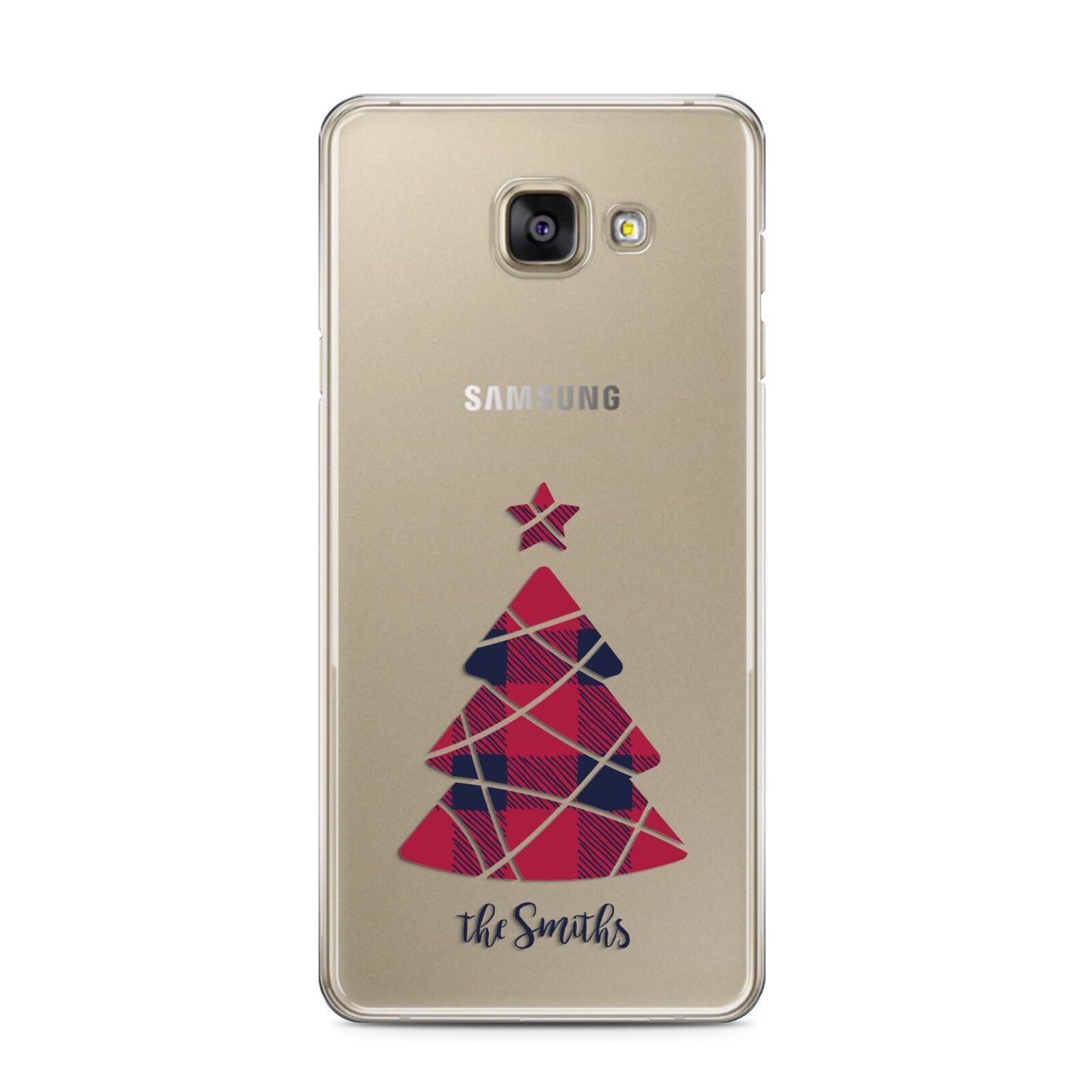 Tartan Christmas Tree Personalised Samsung Galaxy A3 2016 Case on gold phone