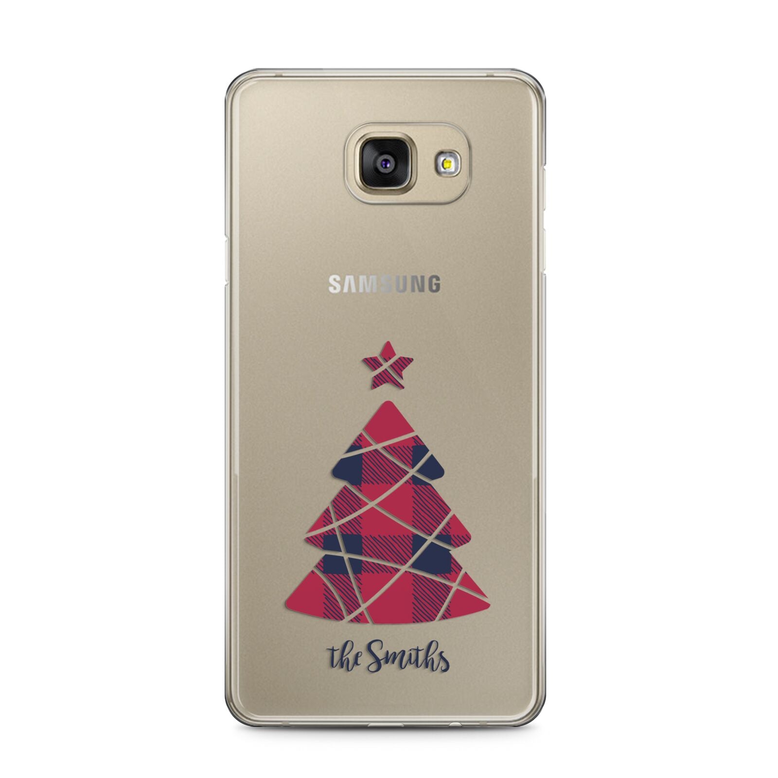 Tartan Christmas Tree Personalised Samsung Galaxy A5 2016 Case on gold phone