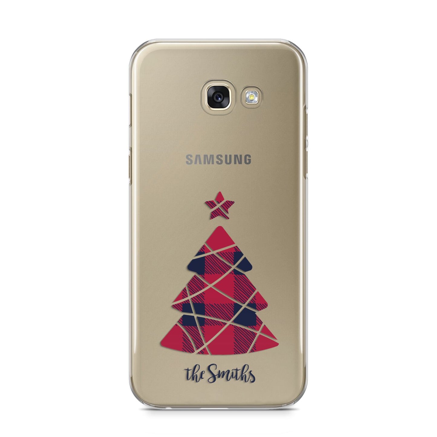 Tartan Christmas Tree Personalised Samsung Galaxy A5 2017 Case on gold phone