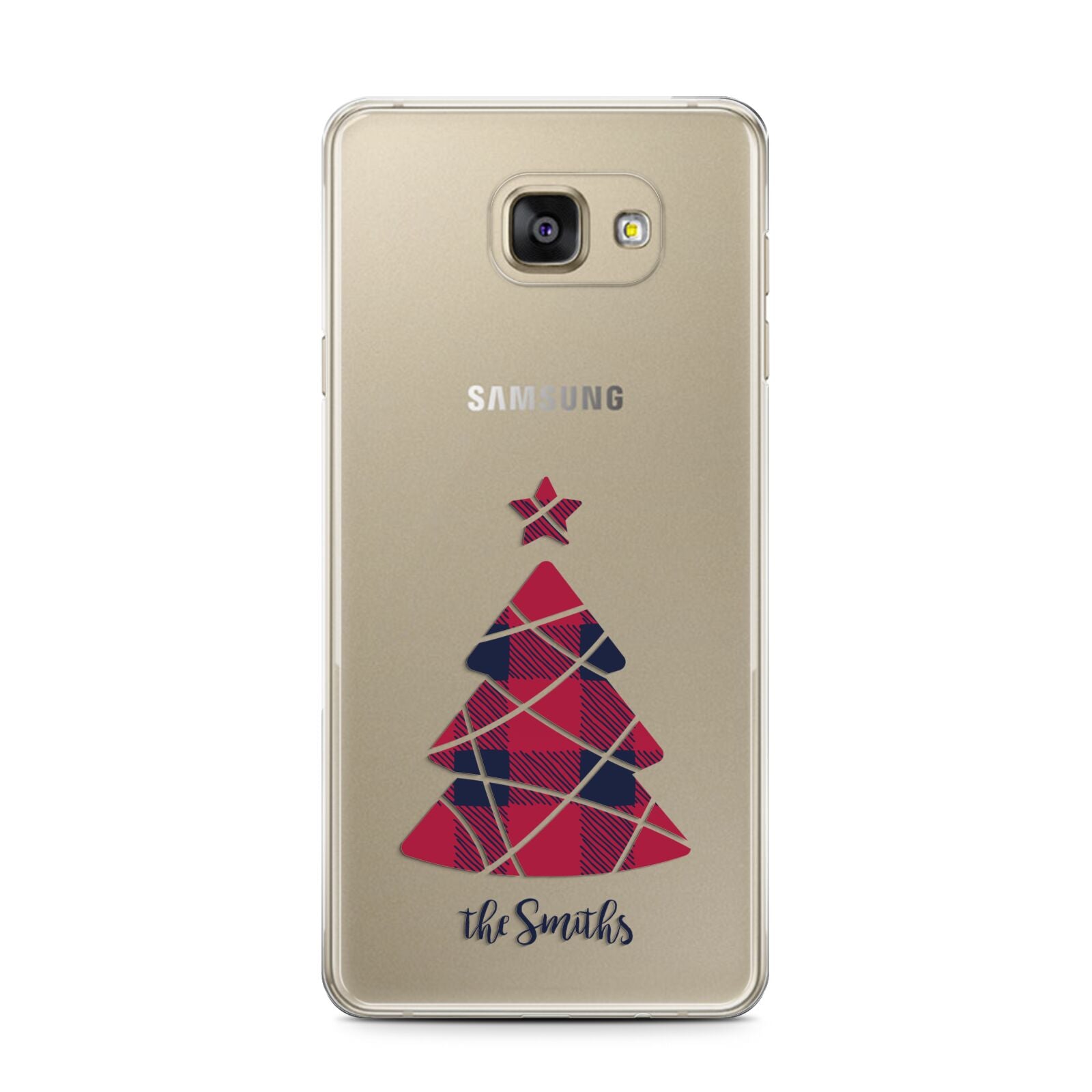 Tartan Christmas Tree Personalised Samsung Galaxy A7 2016 Case on gold phone