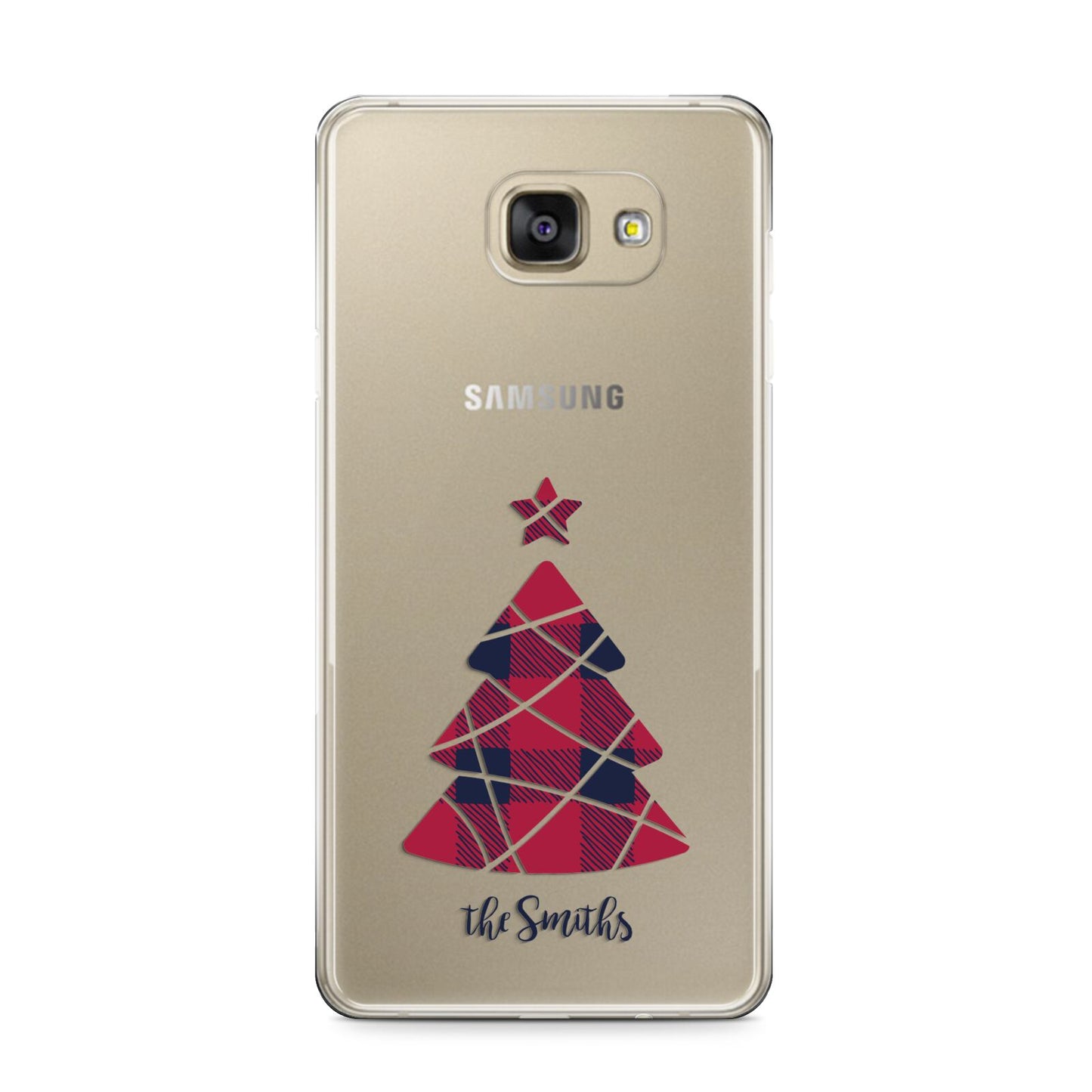 Tartan Christmas Tree Personalised Samsung Galaxy A9 2016 Case on gold phone