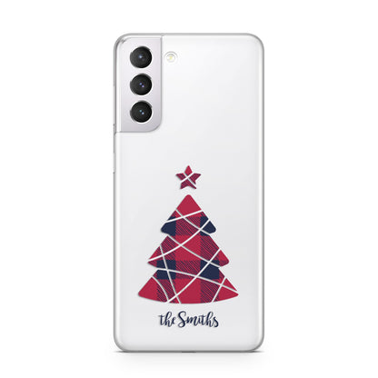 Tartan Christmas Tree Personalised Samsung S21 Case