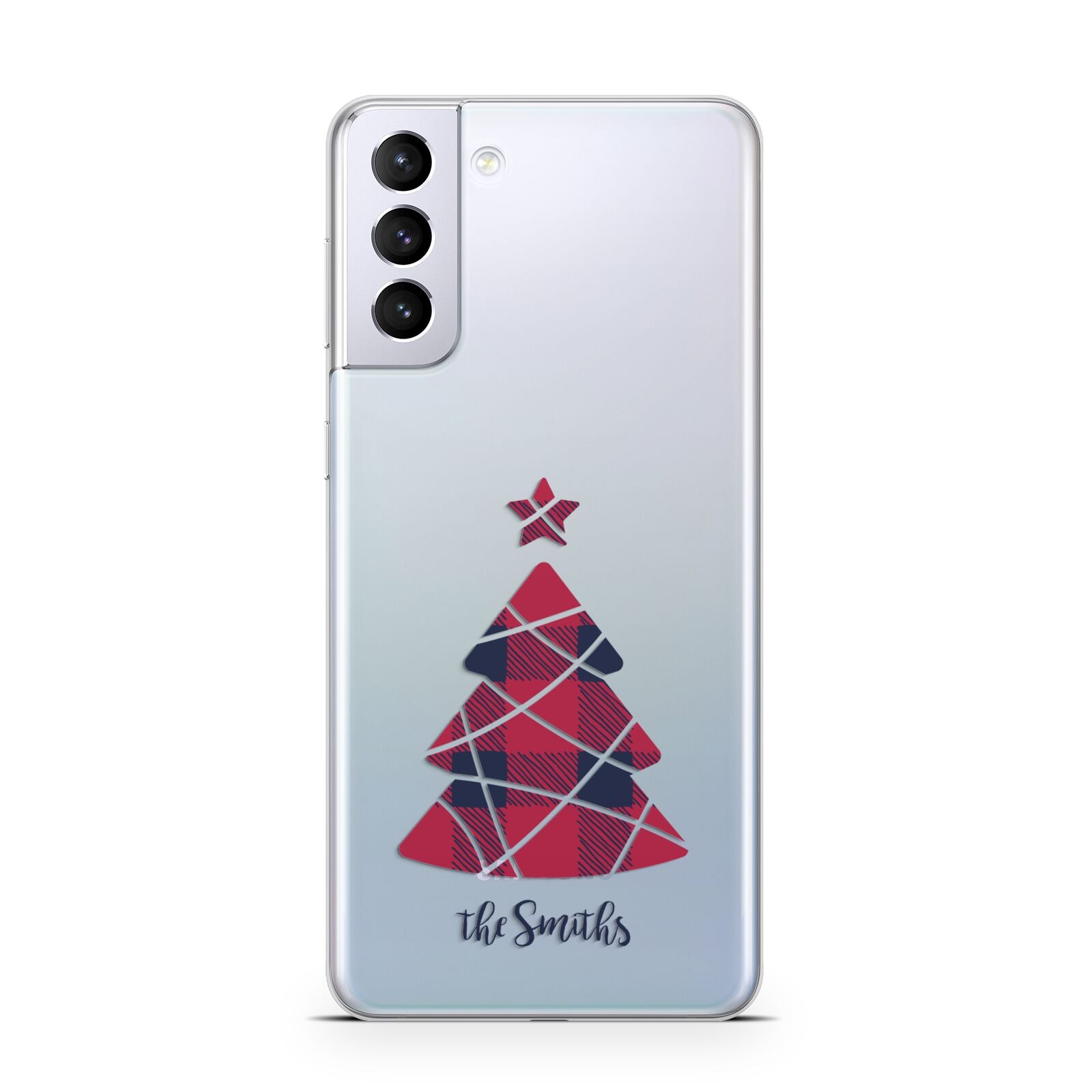 Tartan Christmas Tree Personalised Samsung S21 Plus Case