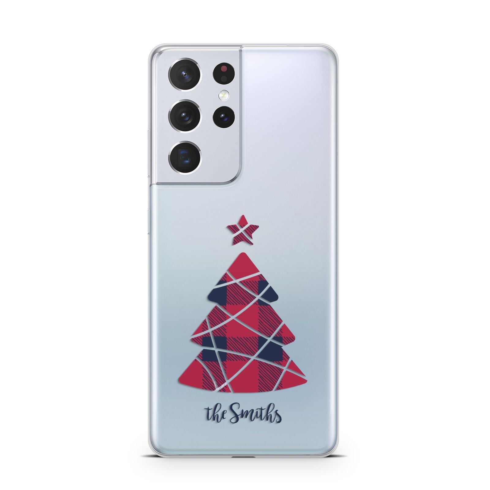 Tartan Christmas Tree Personalised Samsung S21 Ultra Case