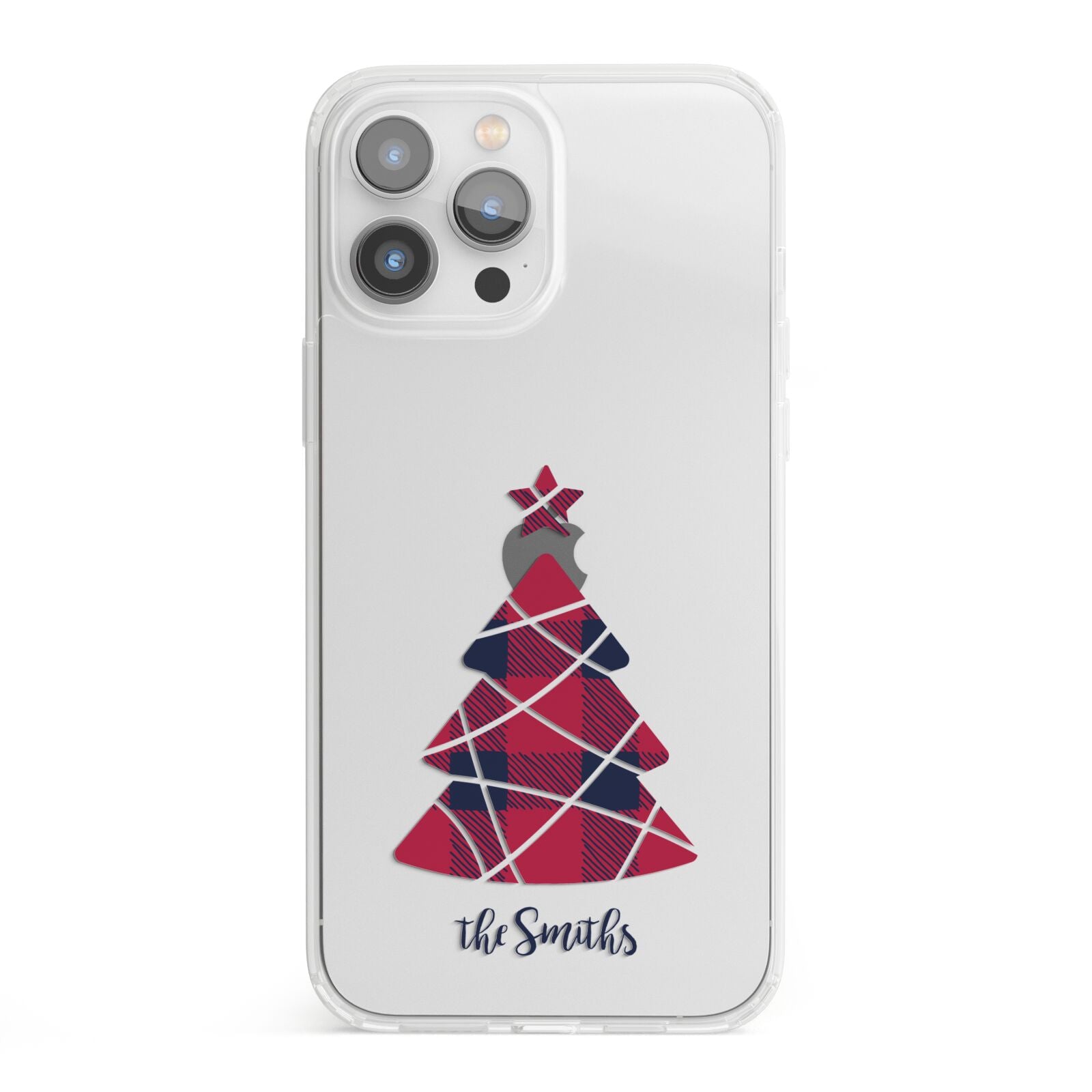 Tartan Christmas Tree Personalised iPhone 13 Pro Max Clear Bumper Case