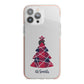 Tartan Christmas Tree Personalised iPhone 13 Pro Max TPU Impact Case with Pink Edges