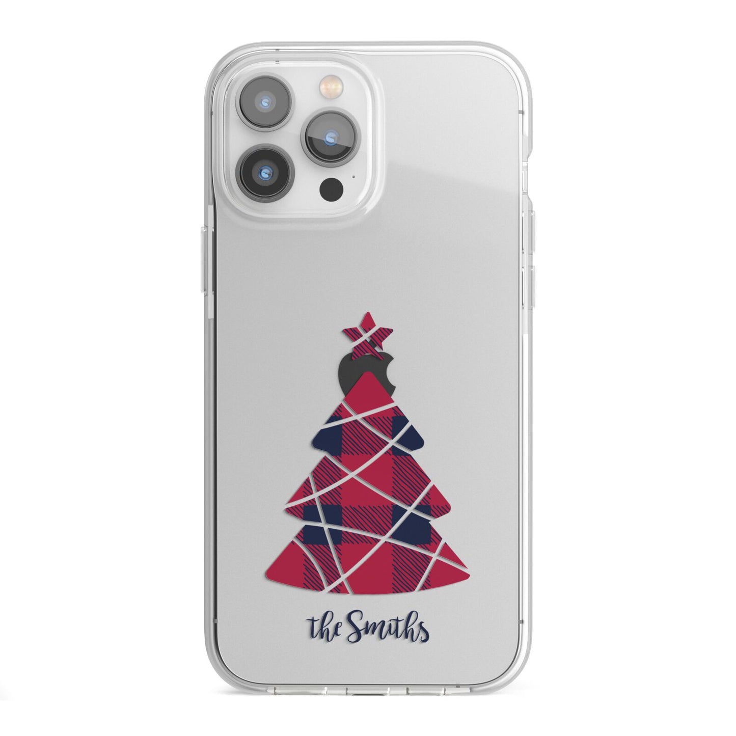 Tartan Christmas Tree Personalised iPhone 13 Pro Max TPU Impact Case with White Edges