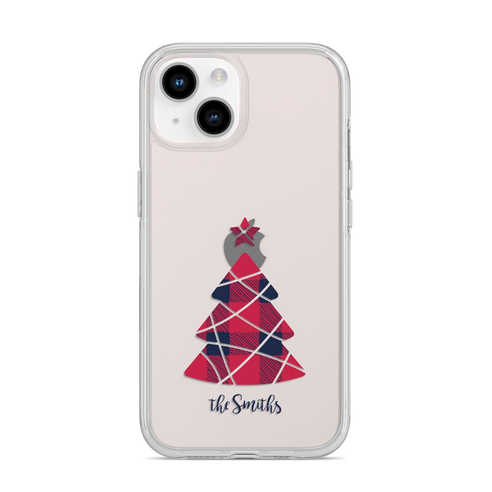 Tartan Christmas Tree Personalised iPhone 14 Clear Tough Case Starlight