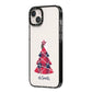 Tartan Christmas Tree Personalised iPhone 14 Plus Black Impact Case Side Angle on Silver phone