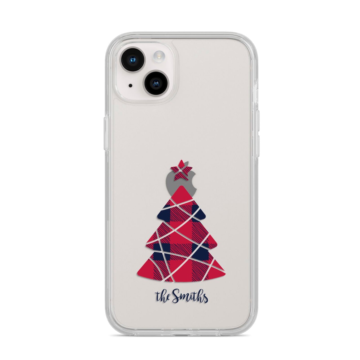 Tartan Christmas Tree Personalised iPhone 14 Plus Clear Tough Case Starlight