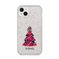 Tartan Christmas Tree Personalised iPhone 14 Plus Glitter Tough Case Starlight