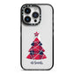 Tartan Christmas Tree Personalised iPhone 14 Pro Black Impact Case on Silver phone
