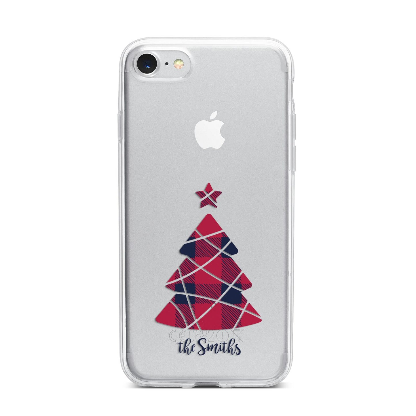 Tartan Christmas Tree Personalised iPhone 7 Bumper Case on Silver iPhone