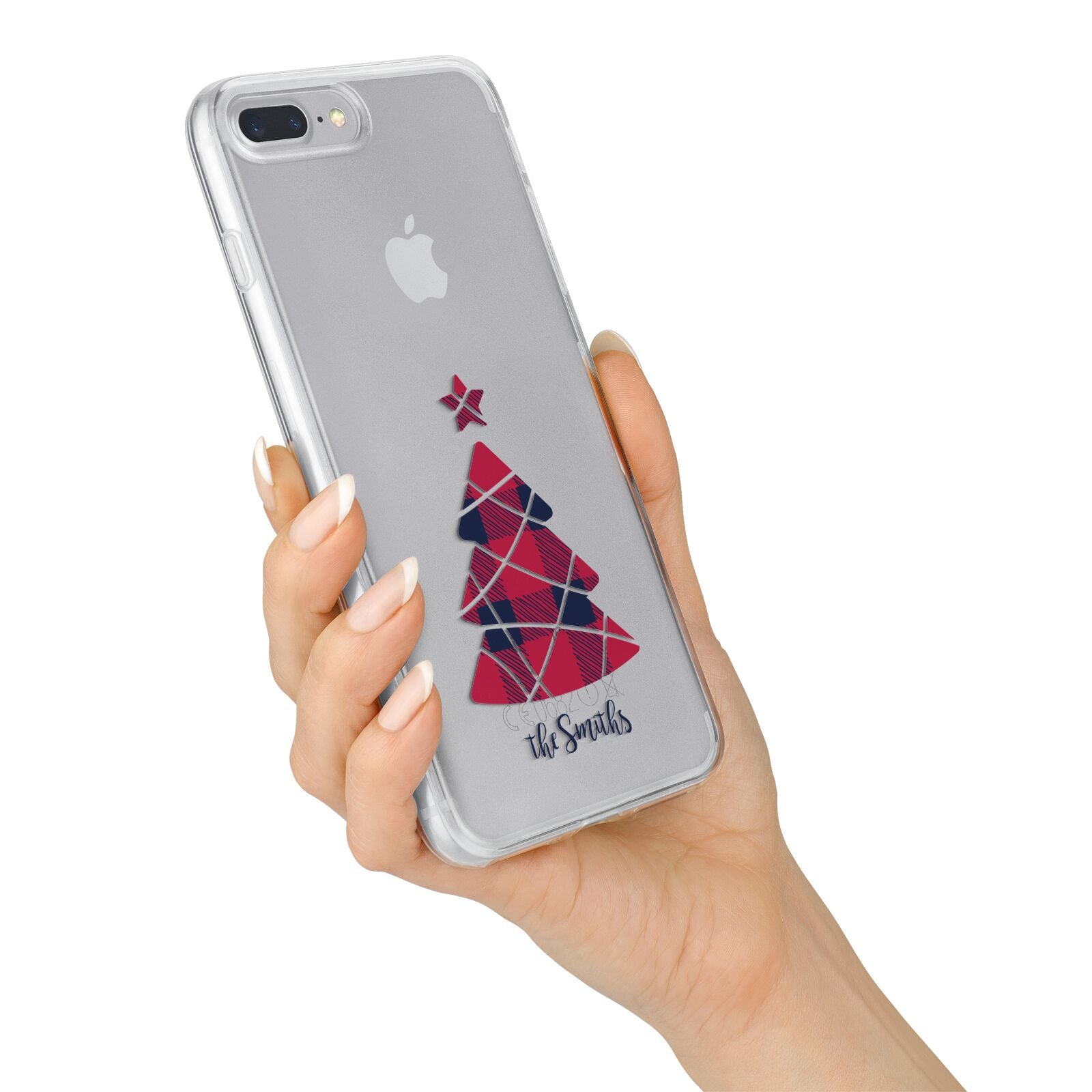 Tartan Christmas Tree Personalised iPhone 7 Plus Bumper Case on Silver iPhone Alternative Image