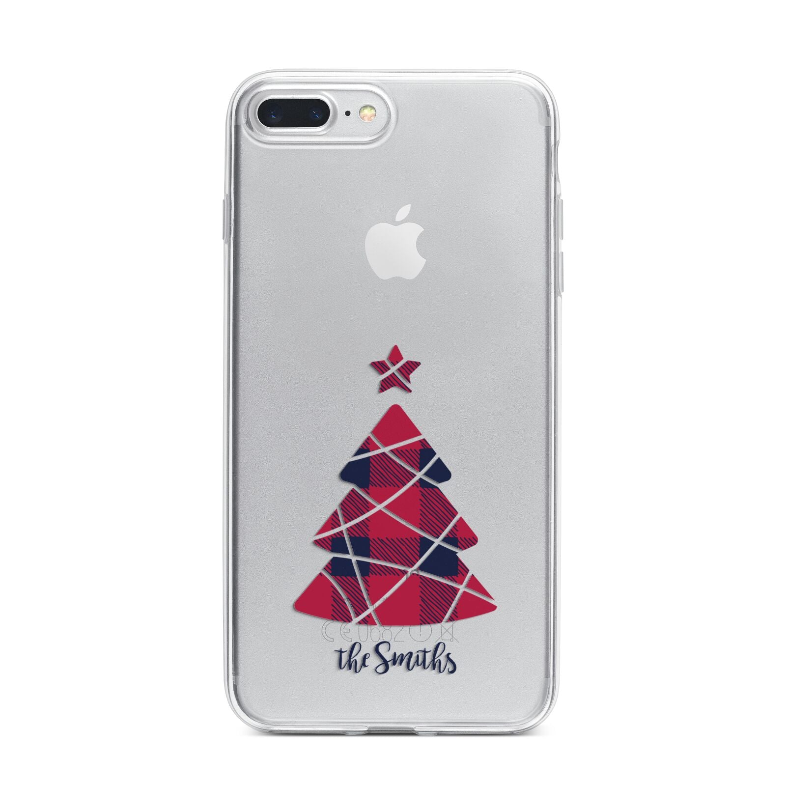 Tartan Christmas Tree Personalised iPhone 7 Plus Bumper Case on Silver iPhone