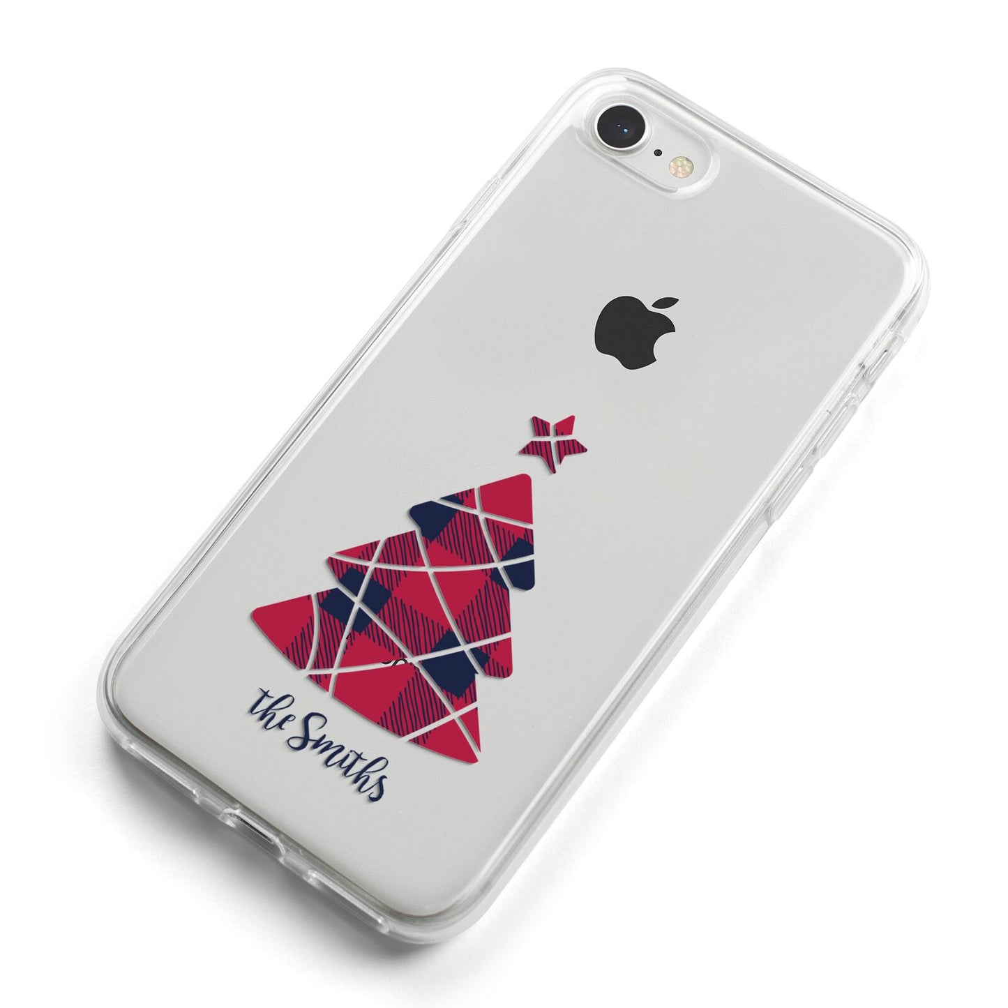 Tartan Christmas Tree Personalised iPhone 8 Bumper Case on Silver iPhone Alternative Image