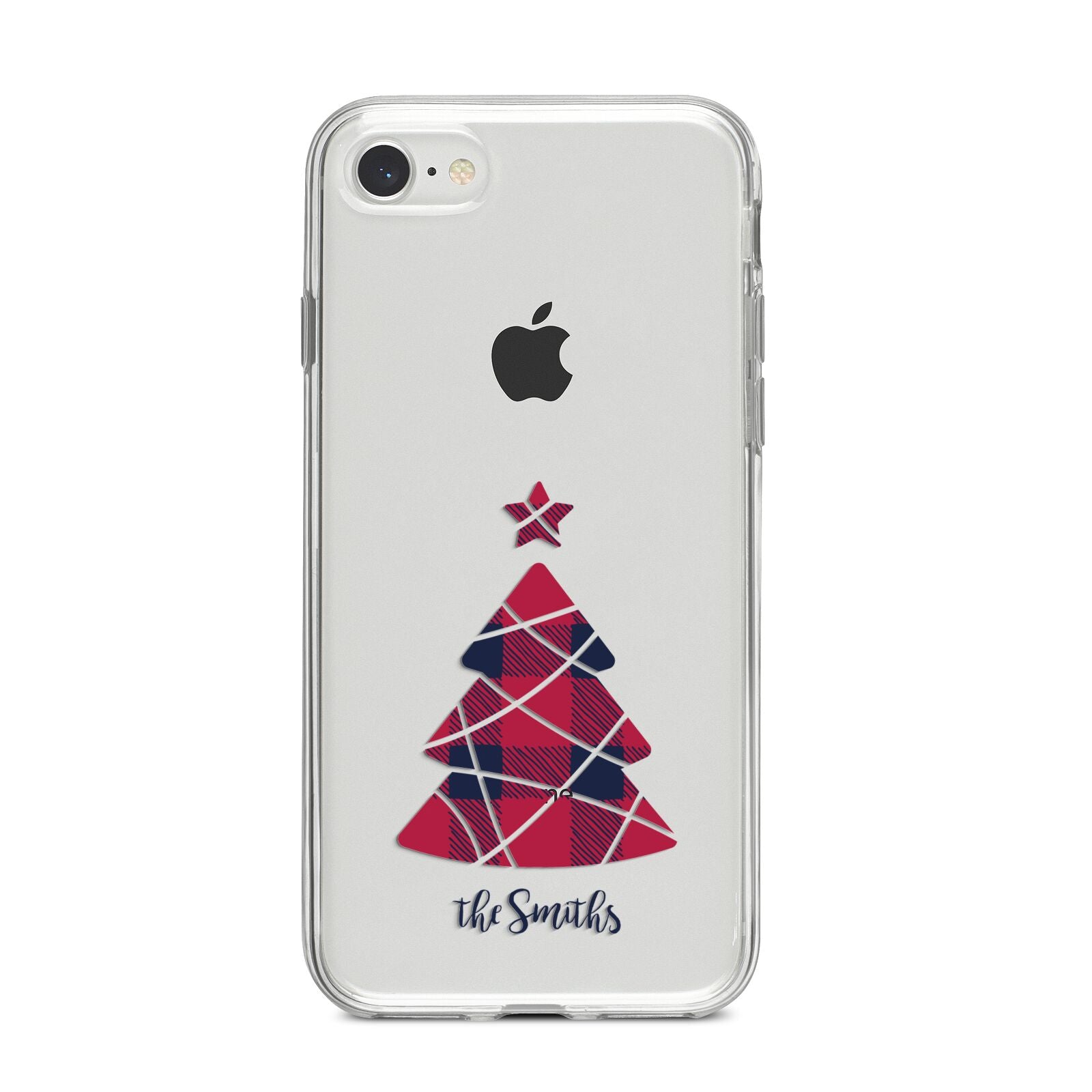 Tartan Christmas Tree Personalised iPhone 8 Bumper Case on Silver iPhone