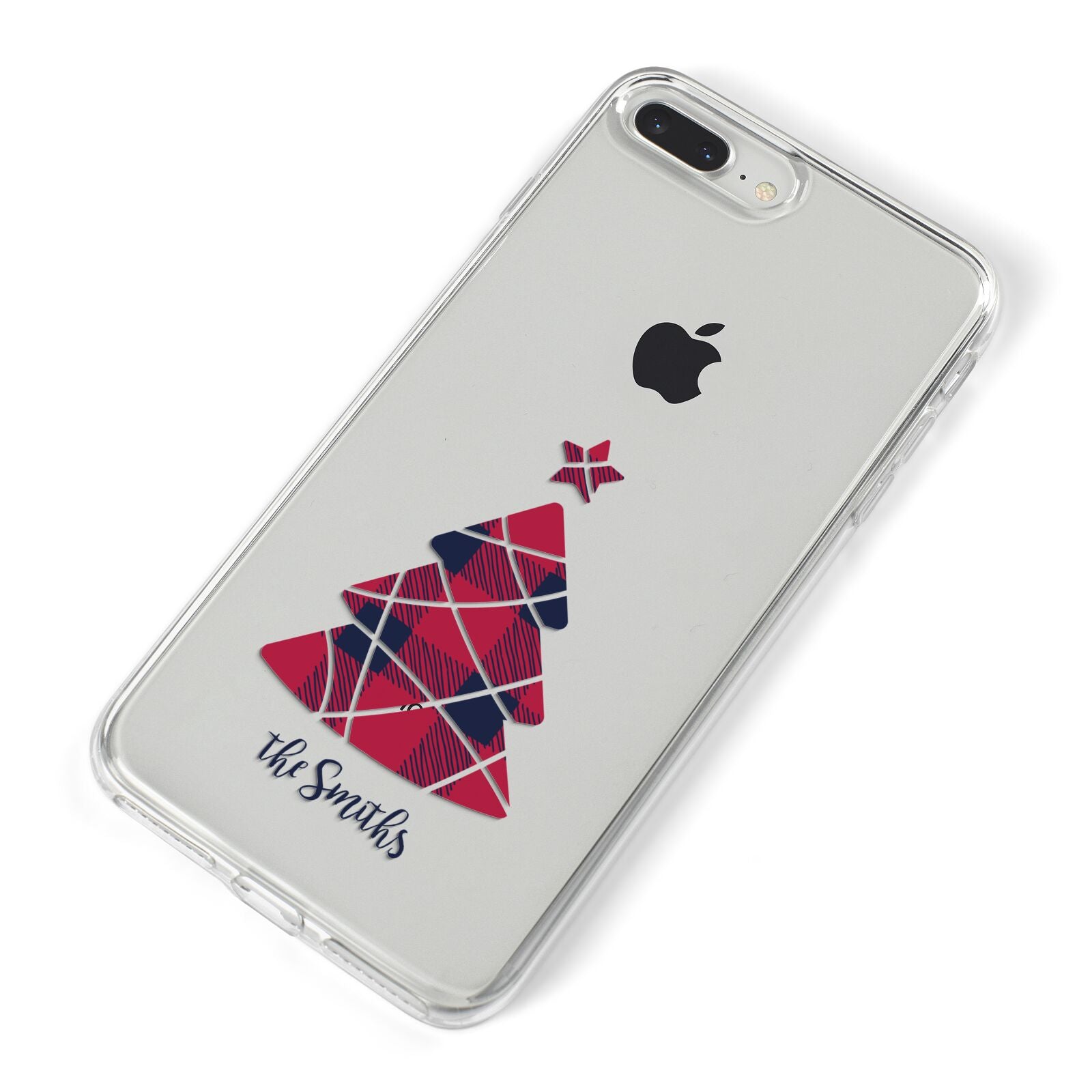 Tartan Christmas Tree Personalised iPhone 8 Plus Bumper Case on Silver iPhone Alternative Image