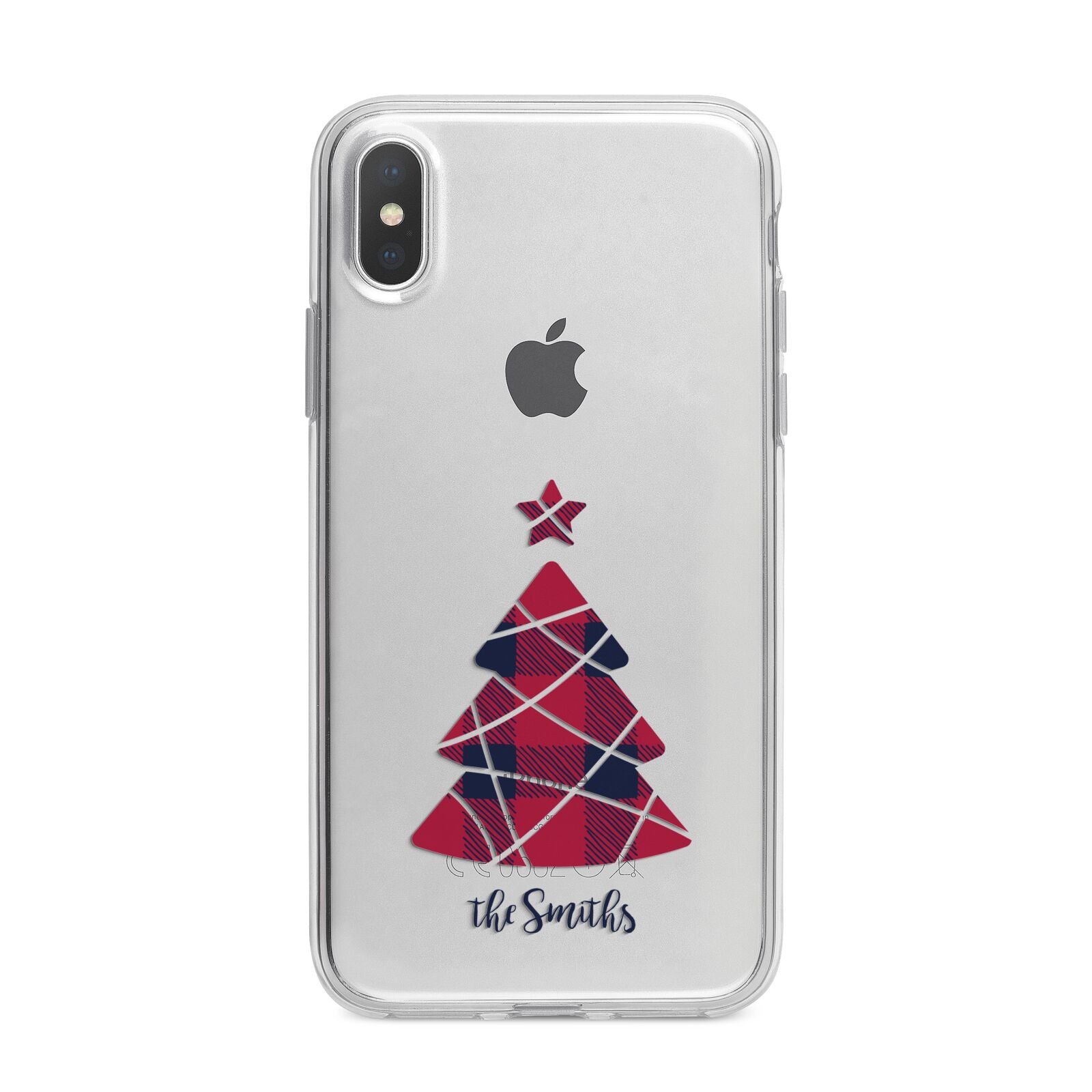 Tartan Christmas Tree Personalised iPhone X Bumper Case on Silver iPhone Alternative Image 1