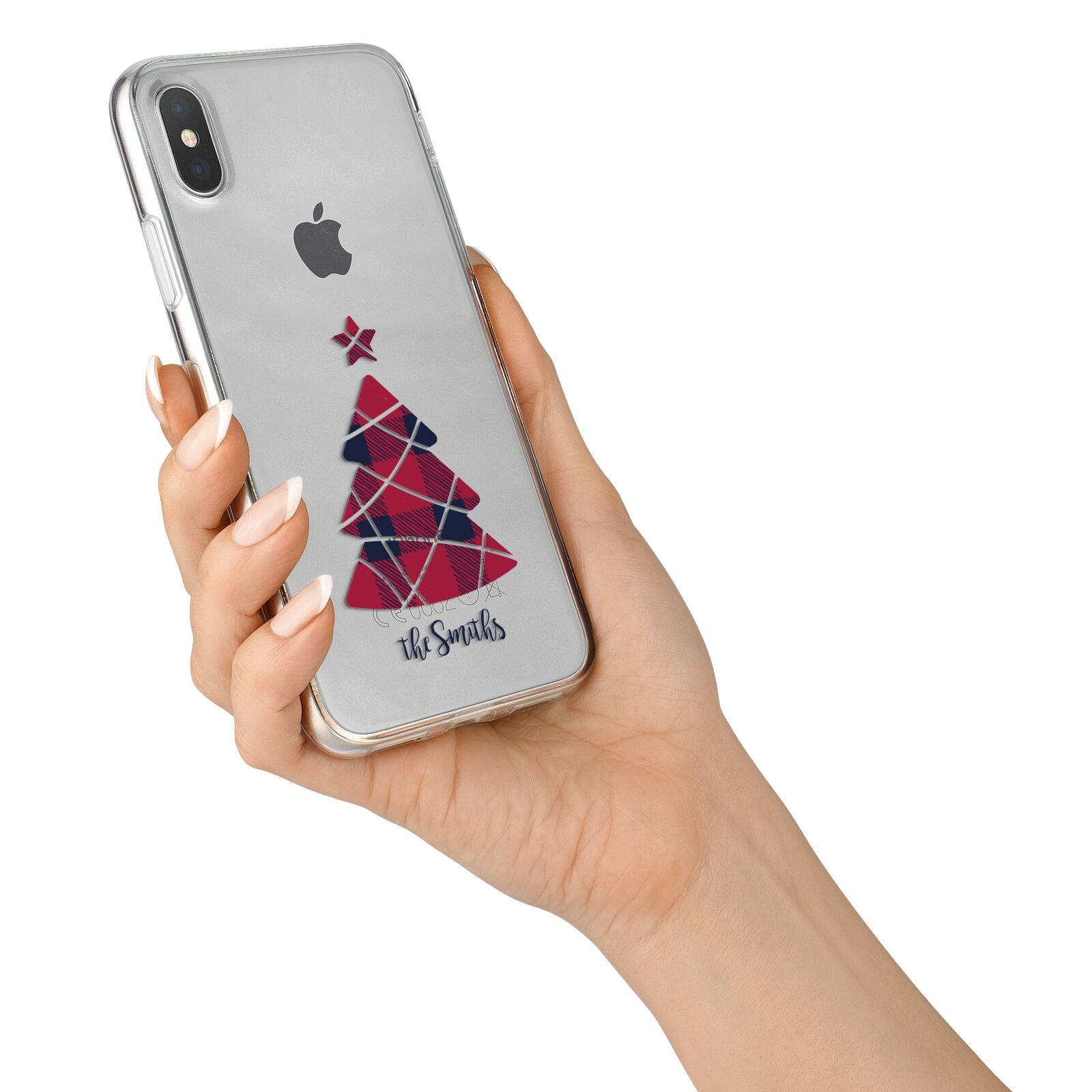 Tartan Christmas Tree Personalised iPhone X Bumper Case on Silver iPhone Alternative Image 2