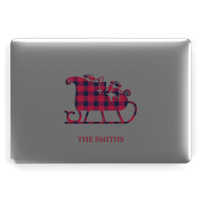 Tartan Santa Sleigh Personalised Surname Apple MacBook Case